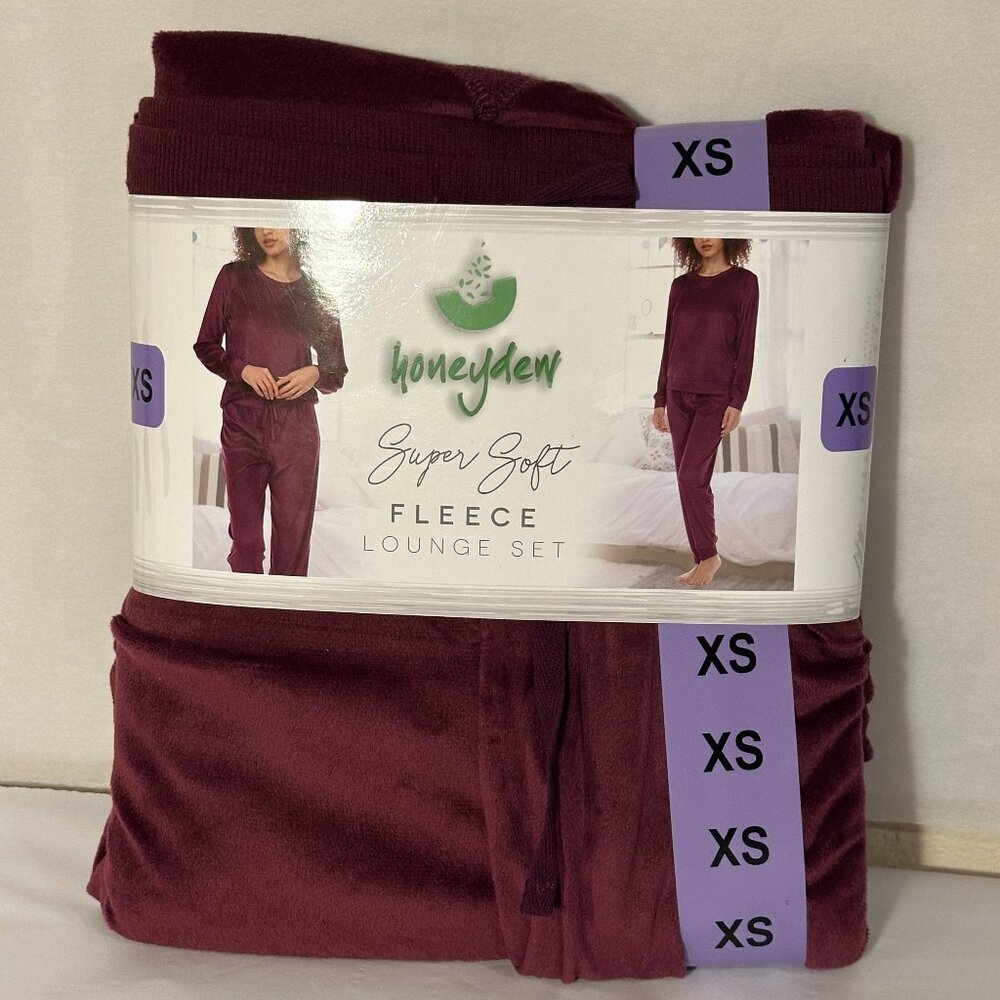 Honeydew Women's 2 Piece Fleece Pajama Lounge Set Size XS Super Soft Cozy (NEW)